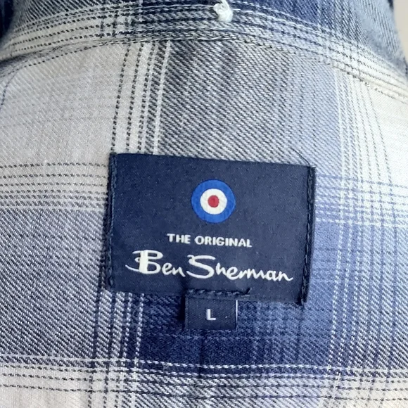 Blue and White Plaid Men's Shirt - Picture 3 of 3